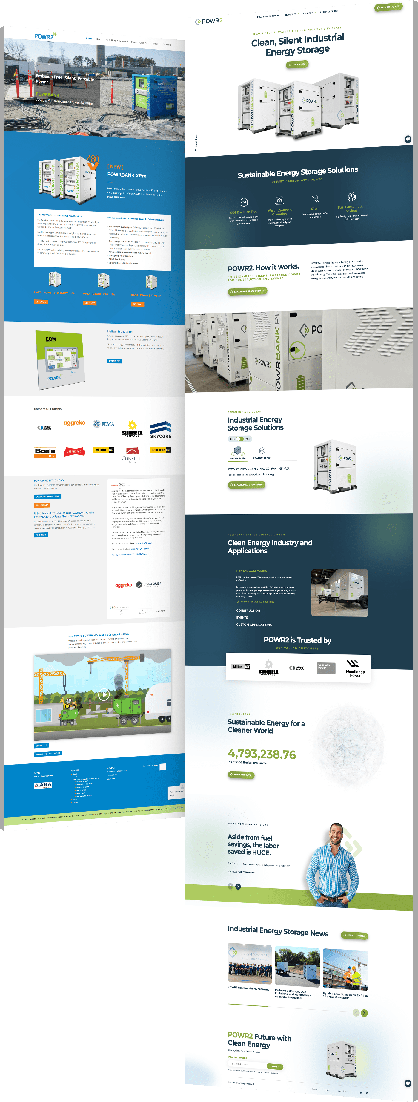 Powr2 website design comparison - before and after redesign
