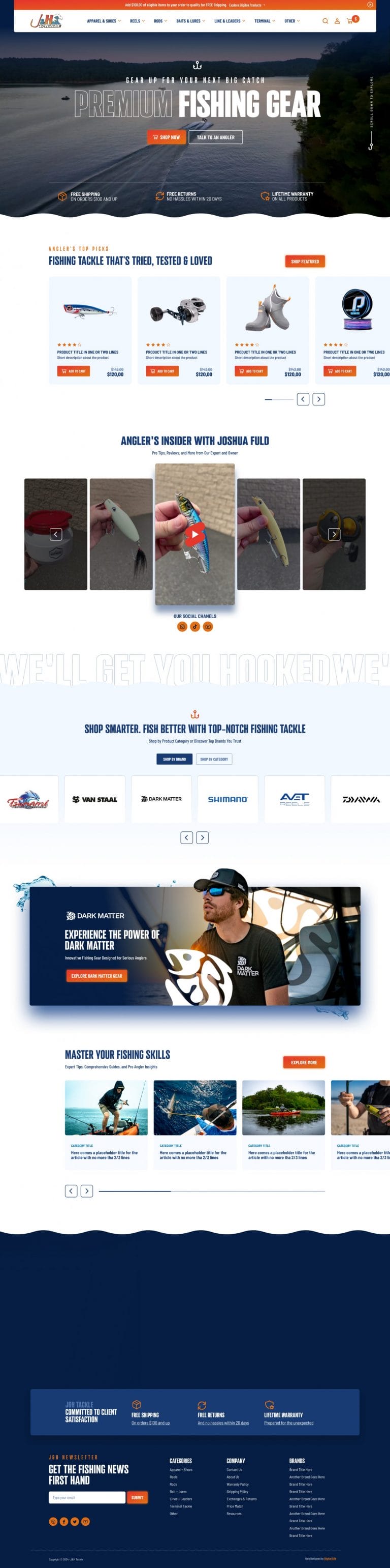 J&H Tackle homepage screenshot